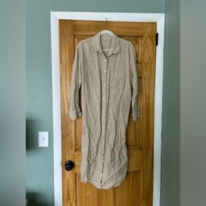 Faherty Maxi Dress, Tan/White Stripe, Medium